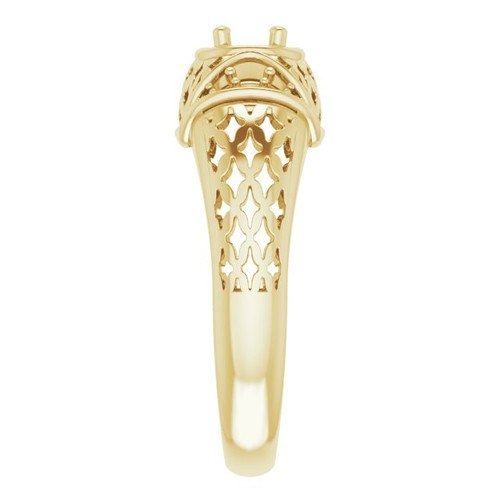 Accented Ring Mounting in 14 Karat Yellow Gold for Round Stone, 5.19 grams