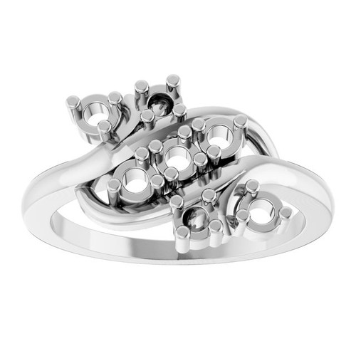 Family Freeform Ring Mounting in Platinum for Round Stone, 6.47 grams