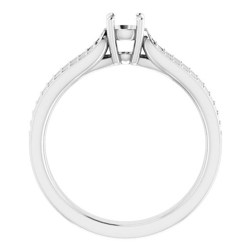 Accented Ring Mounting in Platinum for Round Stone, 7.14 grams Accented Ring Mounting in Platinum for Round Stone, 7.14 grams