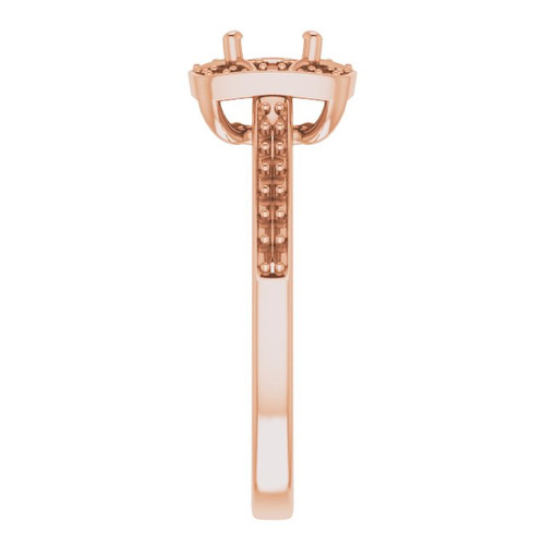 Halo Style Engagement Ring Mounting in 10 Karat Rose Gold for Round Stone, 3.6 grams