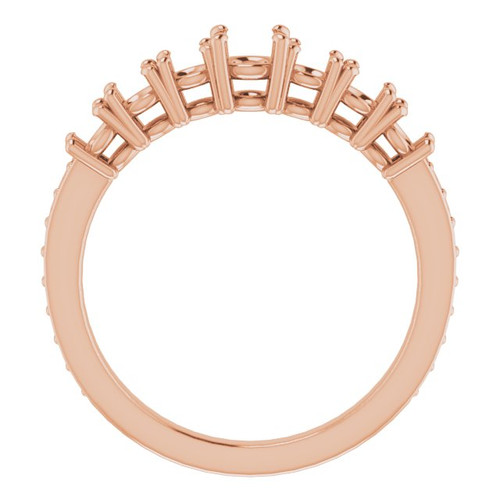 Accented Engagement Ring Mounting in 14 Karat Rose Gold for Round Stone, 3.14 grams