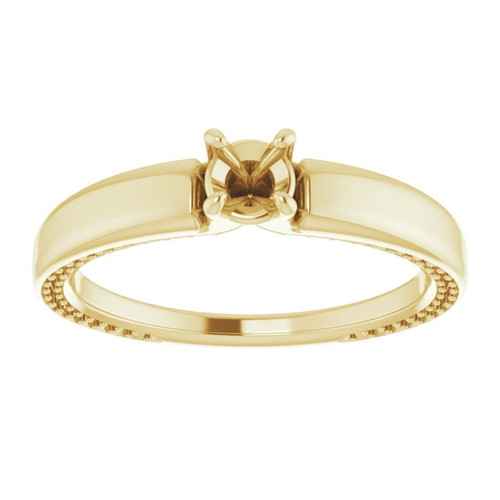 Accented Engagement Ring Mounting in 18 Karat Yellow Gold for Round Stone, 4.62 grams
