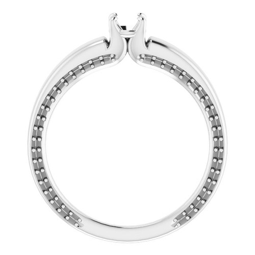 Accented Engagement Ring Mounting in Platinum for Round Stone, 6.02 grams