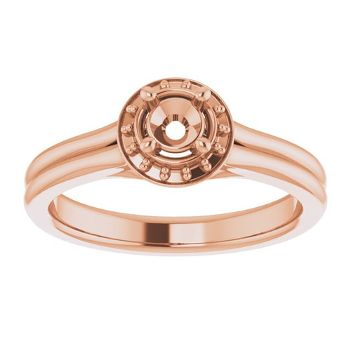 Halo Style Ring Mounting in 14 Karat Rose Gold for Round Stone, 4.69 grams