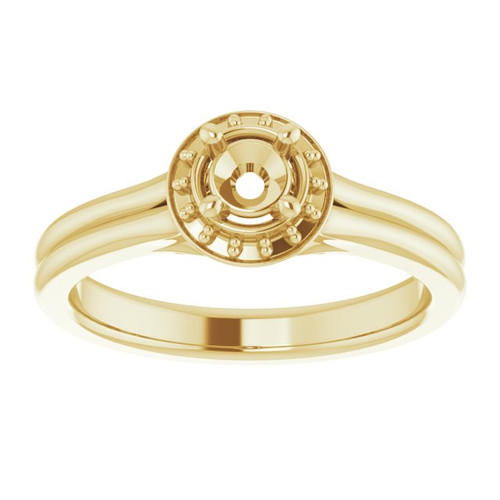 Halo Style Ring Mounting in 14 Karat Yellow Gold for Round Stone, 4.64 grams