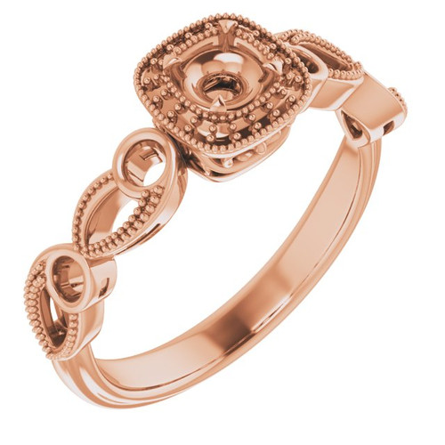 Halo Style Ring Mounting in 14 Karat Rose Gold for Round Stone, 3.61 grams