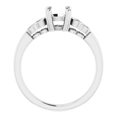 Accented Ring Mounting in Platinum for Round Stone, 5.82 grams