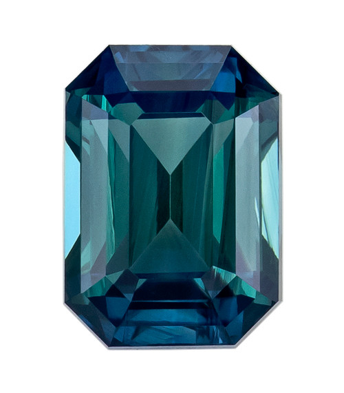 1.37 Carat Teal Colored Sapphire Gemstone, Octagon Cut, 7 x 4.8 mm