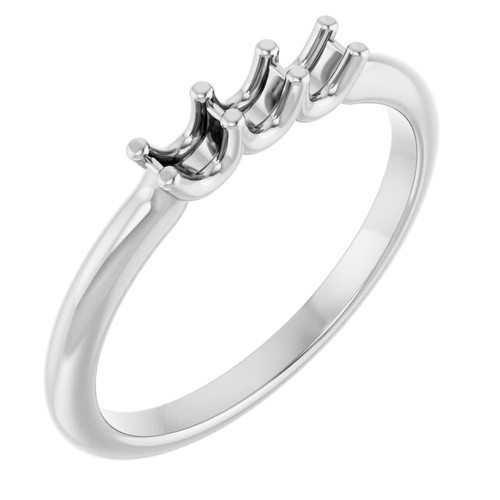Family Ring Mounting in 10 Karat White Gold for Round Stone, 2.13 grams