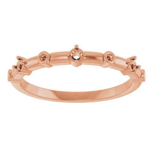 Family Stackable Ring Mounting in 10 Karat Rose Gold for Round Stone, 2.06 grams