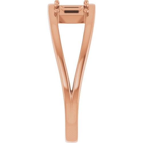 Family Negative Space Ring Mounting in 10 Karat Rose Gold for Straight baguette Stone, 3.49 grams