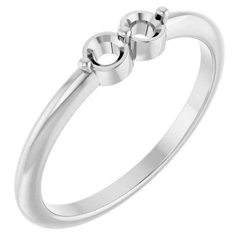 Family Ring Mounting in 10 Karat White Gold for Round Stone, 1.92 grams
