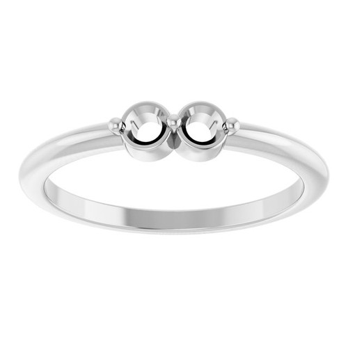 Family Ring Mounting in 10 Karat White Gold for Round Stone, 1.92 grams