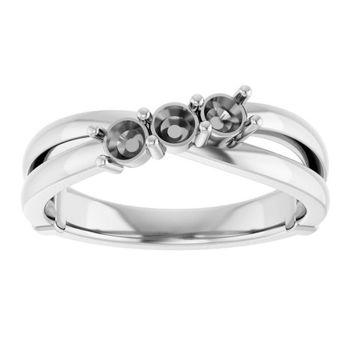 Family Ring Mounting in 18 Karat White Gold for Round Stone, 5.64 grams