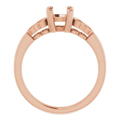 Accented Ring Mounting in 18 Karat Rose Gold for Round Stone, 4.46 grams