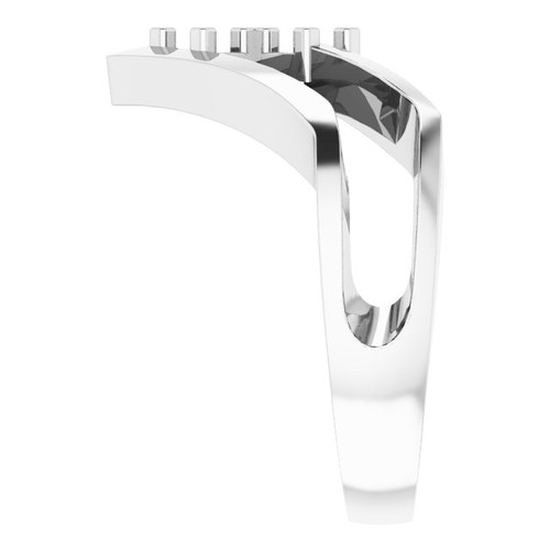 Family V Ring Mounting in 18 Karat White Gold for Round Stone, 4.93 grams
