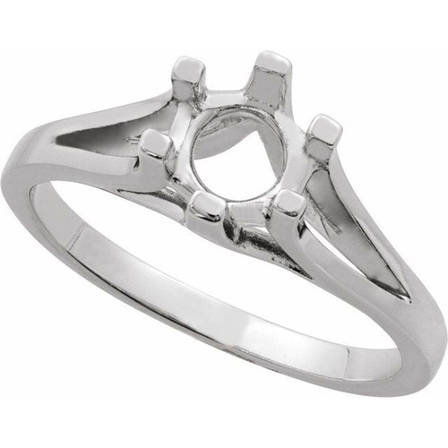 Solitaire Ring Mounting in 10 Karat White Gold for Round Stone, 2.59 grams