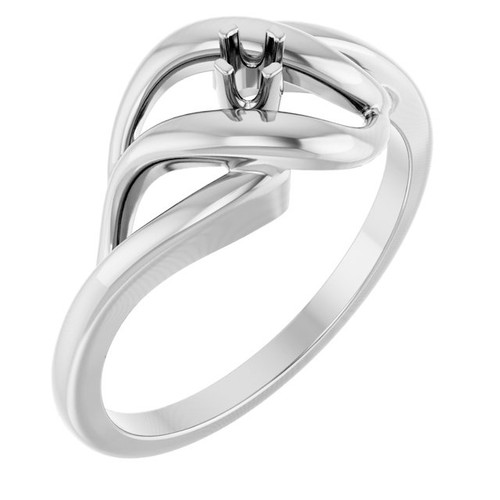 Family Freeform Ring Mounting in 18 Karat White Gold for Round Stone, 2.94 grams