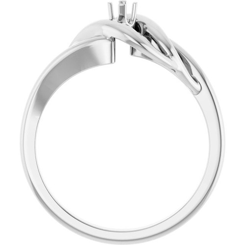 Family Freeform Ring Mounting in 18 Karat White Gold for Round Stone, 2.94 grams