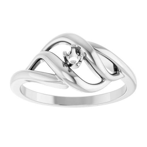 Family Freeform Ring Mounting in 18 Karat White Gold for Round Stone, 2.94 grams