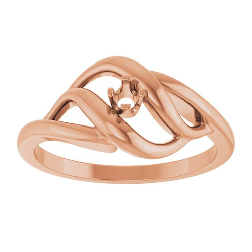 Family Freeform Ring Mounting in 18 Karat Rose Gold for Round Stone, 3.1 grams