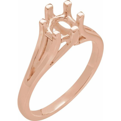 Solitaire Ring Mounting in 10 Karat Rose Gold for Round Stone, 2.65 grams