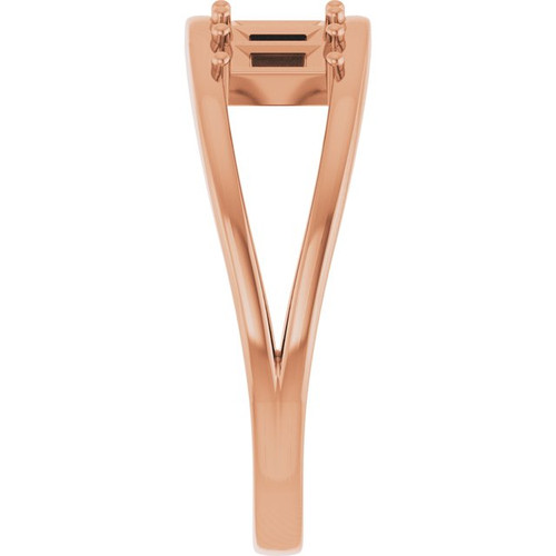 Family Negative Space Ring Mounting in 18 Karat Rose Gold for Straight baguette Stone, 4.92 grams