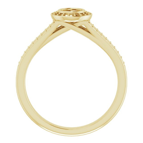 Bezel Set Halo Style Engagement Ring Mounting in 14 Karat Yellow Gold for Round Stone, 4.28 grams