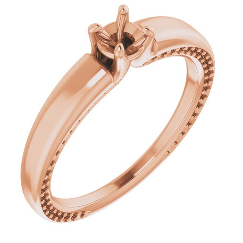 Accented Engagement Ring Mounting in 10 Karat Rose Gold for Round Stone, 3.46 grams