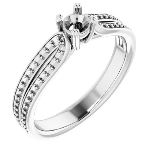 Accented Engagement Ring Mounting in Platinum for Round Stone, 6.41 grams Accented Engagement Ring Mounting in Platinum for Round Stone, 6.41 grams