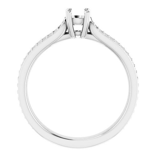 Accented Engagement Ring Mounting in Platinum for Round Stone, 6.41 grams Accented Engagement Ring Mounting in Platinum for Round Stone, 6.41 grams