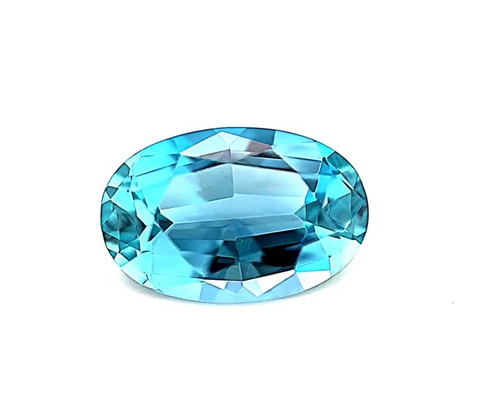 Oval Shape, 4.40 Carat, Aquamarine Gem, 12.16 x 9.75 x 6.42mm, Medium Dark Blue Color