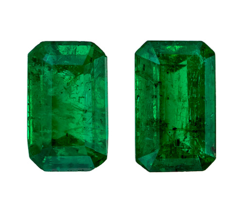 0.57 Carats Pair of Emerald Gems, Octagon Cut, 5 x 3 mm
