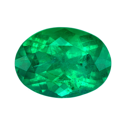 1.11 Carat Vivid Green Emerald Gemstone, Oval Shape, 7.8 x 5.7 mm
