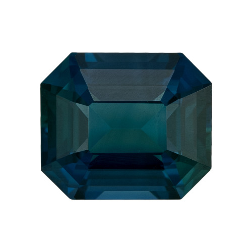 2.02 Carat Teal Colored Sapphire Gemstone, Octagon Cut, 7.5 x 6.4 mm