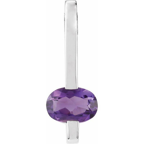 Bar Slide Pendant Mounting in 10 Karat White Gold for Oval Stone, 0.8 grams