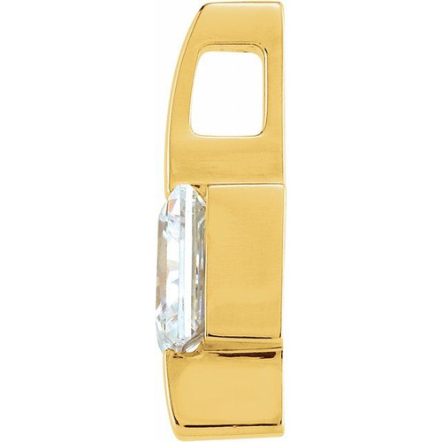 Accented Bar Slide Pendant Mounting in 14 Karat Rose Gold for Square Stone, 0.37 grams