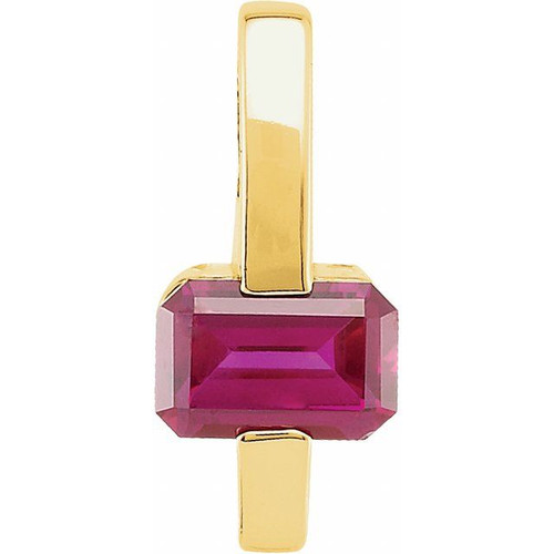 Bar Slide Pendant Mounting in 14 Karat Rose Gold for Emerald cut Stone, 0.56 grams