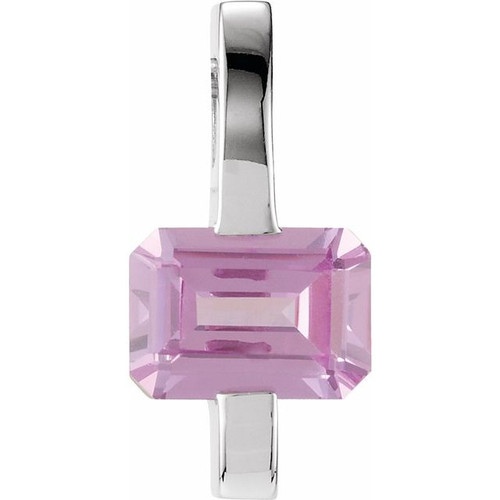 Bar Slide Pendant Mounting in Platinum for Emerald cut Stone, 0.88 grams