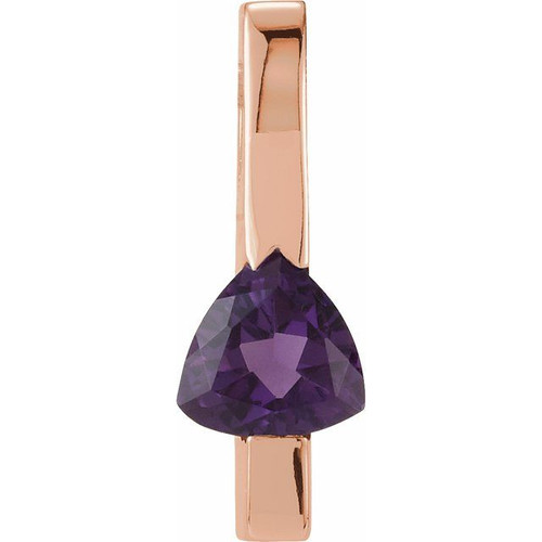 Bar Pendant Mounting in 10 Karat Rose Gold for Trillion Stone, 0.47 grams