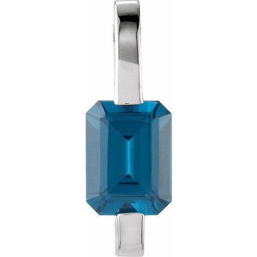 Emerald Bar Slide Pendant Mounting in 18 Karat White Gold for Emerald cut Stone, 0.65 grams