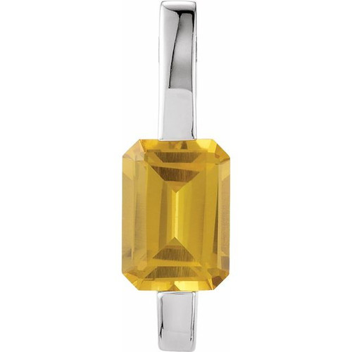 Emerald Bar Slide Pendant Mounting in 18 Karat White Gold for Emerald cut Stone, 0.65 grams