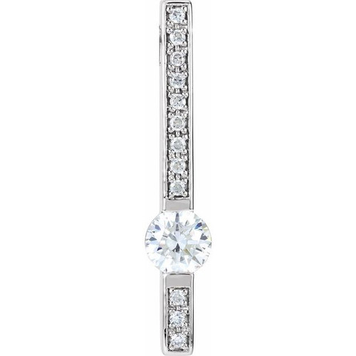 Bar Slide Pendant Mounting in Sterling Silver for Round Stone, 2.04 grams