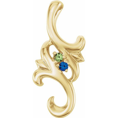 Family Floral Pendant Mounting in 18 Karat Yellow Gold for Round Stone, 4.75 grams