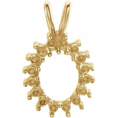 Halo Style Pendant Mounting in 10 Karat Yellow Gold for Oval Stone, 1.64 grams