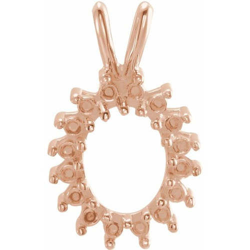 Halo Style Pendant Mounting in 18 Karat Rose Gold for Oval Stone, 2.23 grams
