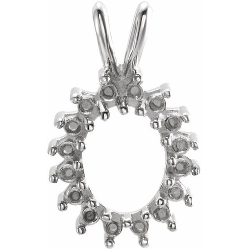Halo Style Pendant Mounting in 18 Karat White Gold for Oval Stone, 2.12 grams