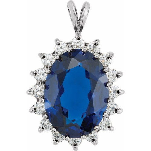 Halo Style Pendant Mounting in 18 Karat White Gold for Oval Stone, 2.12 grams