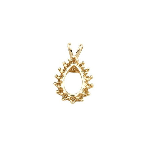 Pear Halo Style Pendant Mounting in 18 Karat Yellow Gold for Pear shape Stone, 2.28 grams