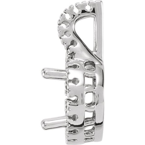 Oval Halo Style Pendant Mounting in 10 Karat White Gold for Oval Stone, 3.25 grams